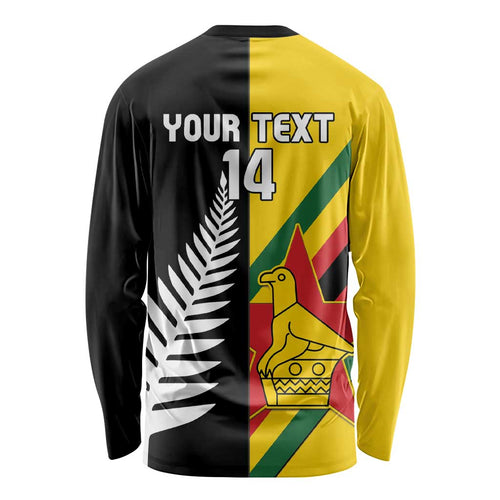 Custom New Zealand and Zimbabwe Long Sleeve Shirt NZ Fern Zim Flag Half Style