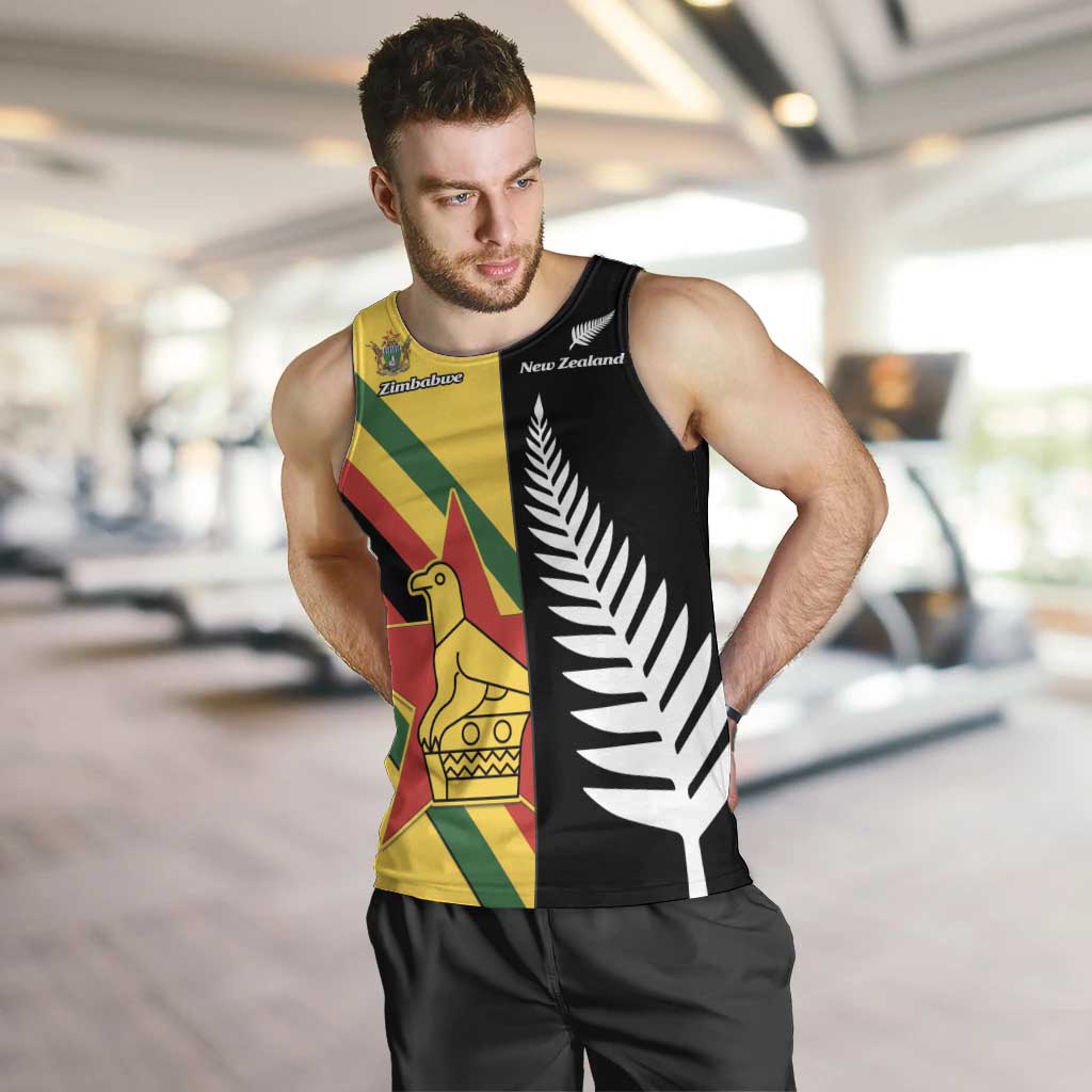 Custom New Zealand and Zimbabwe Men Tank Top NZ Fern Zim Flag Half Style
