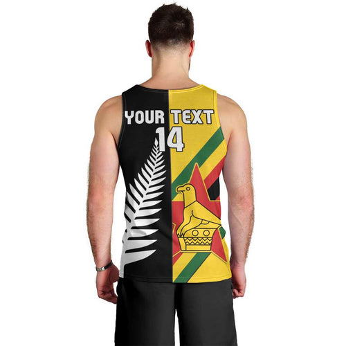 Custom New Zealand and Zimbabwe Men Tank Top NZ Fern Zim Flag Half Style