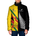 Custom New Zealand and Zimbabwe Padded Jacket NZ Fern Zim Flag Half Style