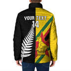 Custom New Zealand and Zimbabwe Padded Jacket NZ Fern Zim Flag Half Style
