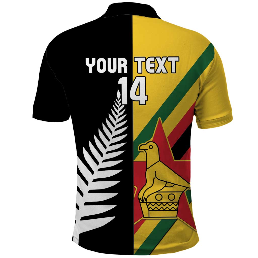 Custom New Zealand and Zimbabwe Polo Shirt NZ Fern Zim Flag Half Style