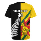 Custom New Zealand and Zimbabwe Rugby Jersey NZ Fern Zim Flag Half Style