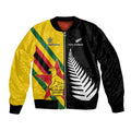 Custom New Zealand and Zimbabwe Sleeve Zip Bomber Jacket NZ Fern Zim Flag Half Style