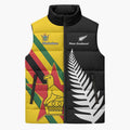 Custom New Zealand and Zimbabwe Sleeveless Puffer Jacket NZ Fern Zim Flag Half Style