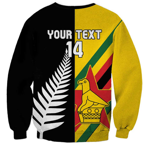Custom New Zealand and Zimbabwe Sweatshirt NZ Fern Zim Flag Half Style