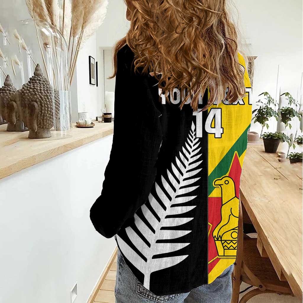 Custom New Zealand and Zimbabwe Women Casual Shirt NZ Fern Zim Flag Half Style