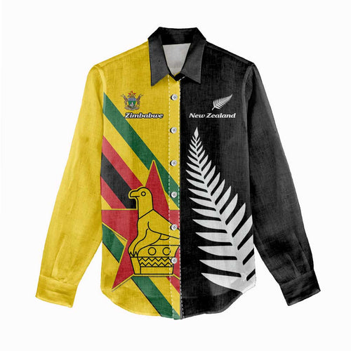 Custom New Zealand and Zimbabwe Women Casual Shirt NZ Fern Zim Flag Half Style