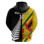 Custom New Zealand and Zimbabwe Zip Hoodie NZ Fern Zim Flag Half Style