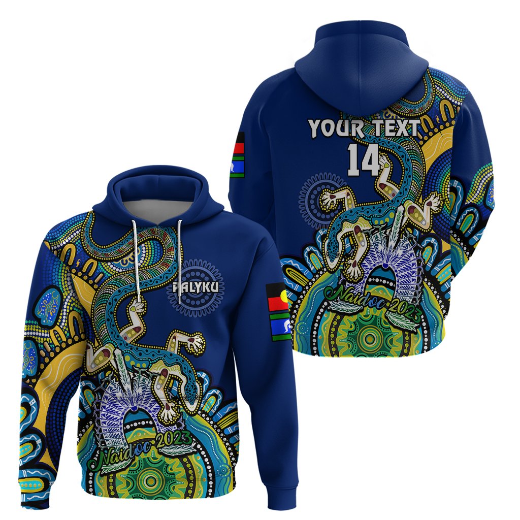 custom-text-and-number-australia-naidoc-2023-hoodie-palyku-indigenous-lizard-for-our-elders