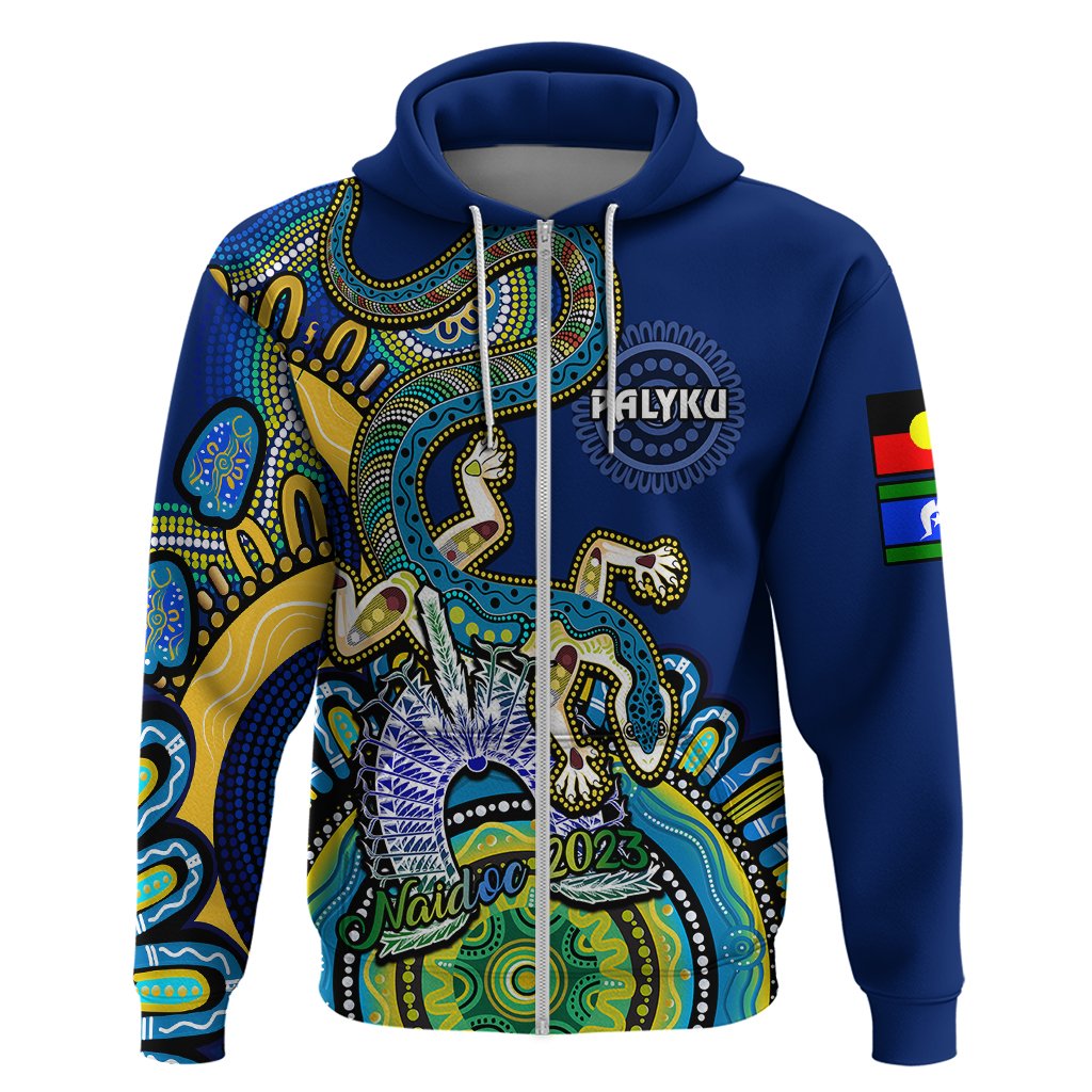 custom-text-and-number-australia-naidoc-2023-hoodie-palyku-indigenous-lizard-for-our-elders