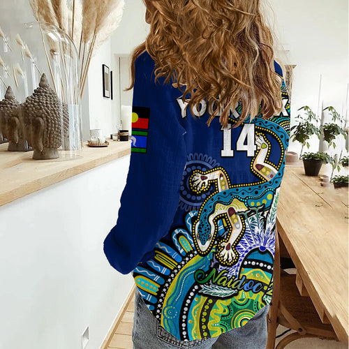(Custom Text And Number) Australia NAIDOC 2023 Women Casual Shirt Palyku Indigenous Lizard For Our Elders LT14