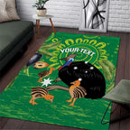 Personalised Australia Father's Day Area Rug Cassowary Dad Cerbera Floribunda Aboriginal Art