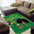 Personalised Australia Father's Day Area Rug Cassowary Dad Cerbera Floribunda Aboriginal Art