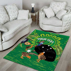 Personalised Australia Father's Day Area Rug Cassowary Dad Cerbera Floribunda Aboriginal Art