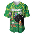 Personalised Australia Father's Day Baseball Jersey Cassowary Dad Cerbera Floribunda Aboriginal Art