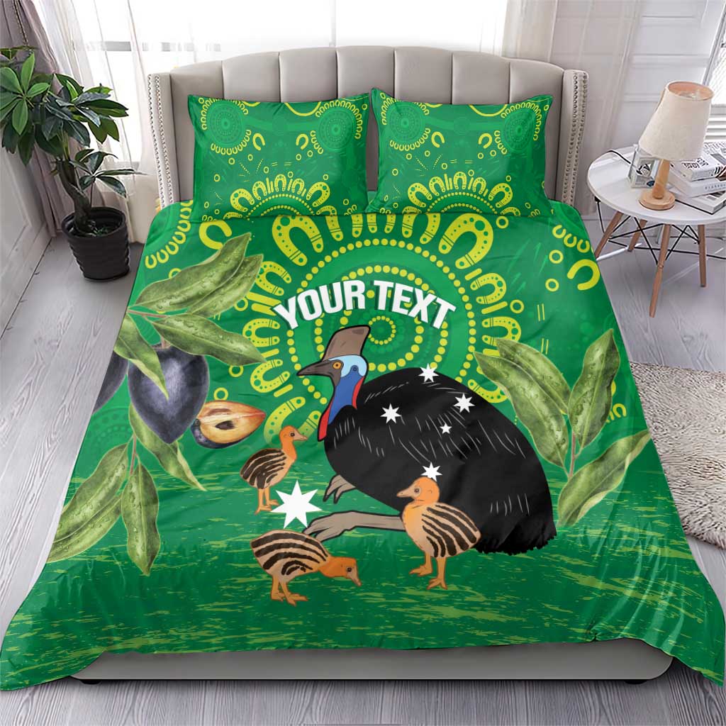 Personalised Australia Father's Day Bedding Set Cassowary Dad Cerbera Floribunda Aboriginal Art