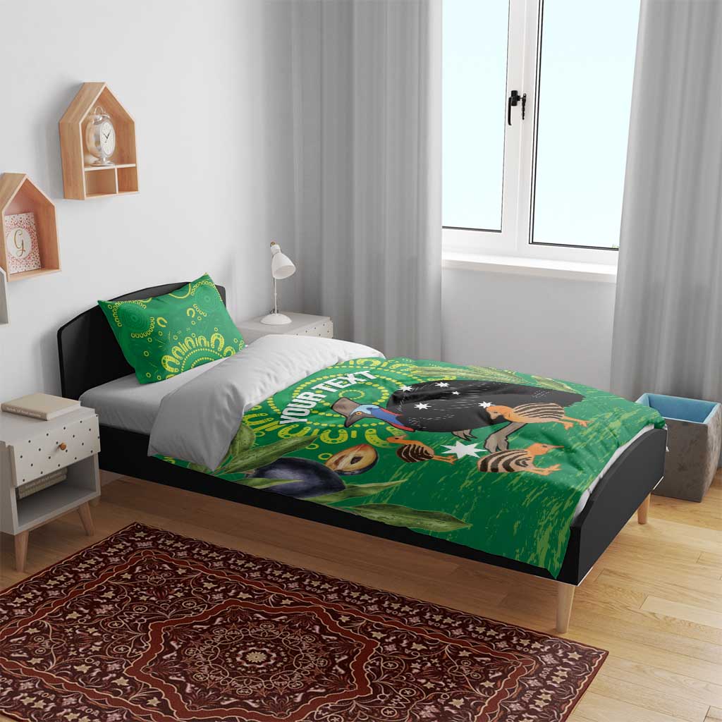 Personalised Australia Father's Day Bedding Set Cassowary Dad Cerbera Floribunda Aboriginal Art