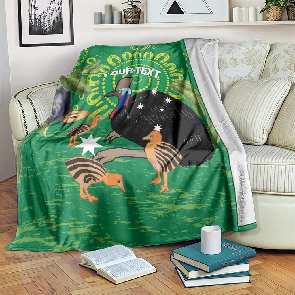 Personalised Australia Father's Day Blanket Cassowary Dad Cerbera Floribunda Aboriginal Art