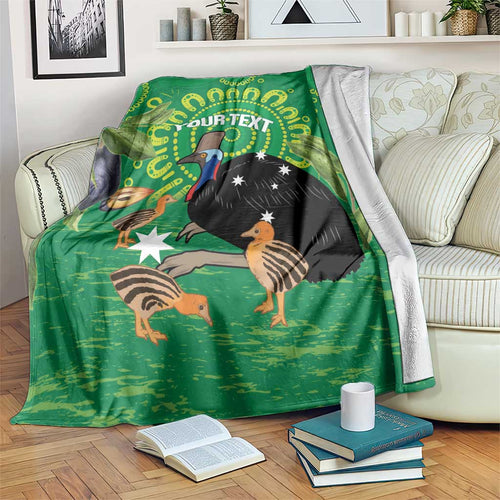 Personalised Australia Father's Day Blanket Cassowary Dad Cerbera Floribunda Aboriginal Art