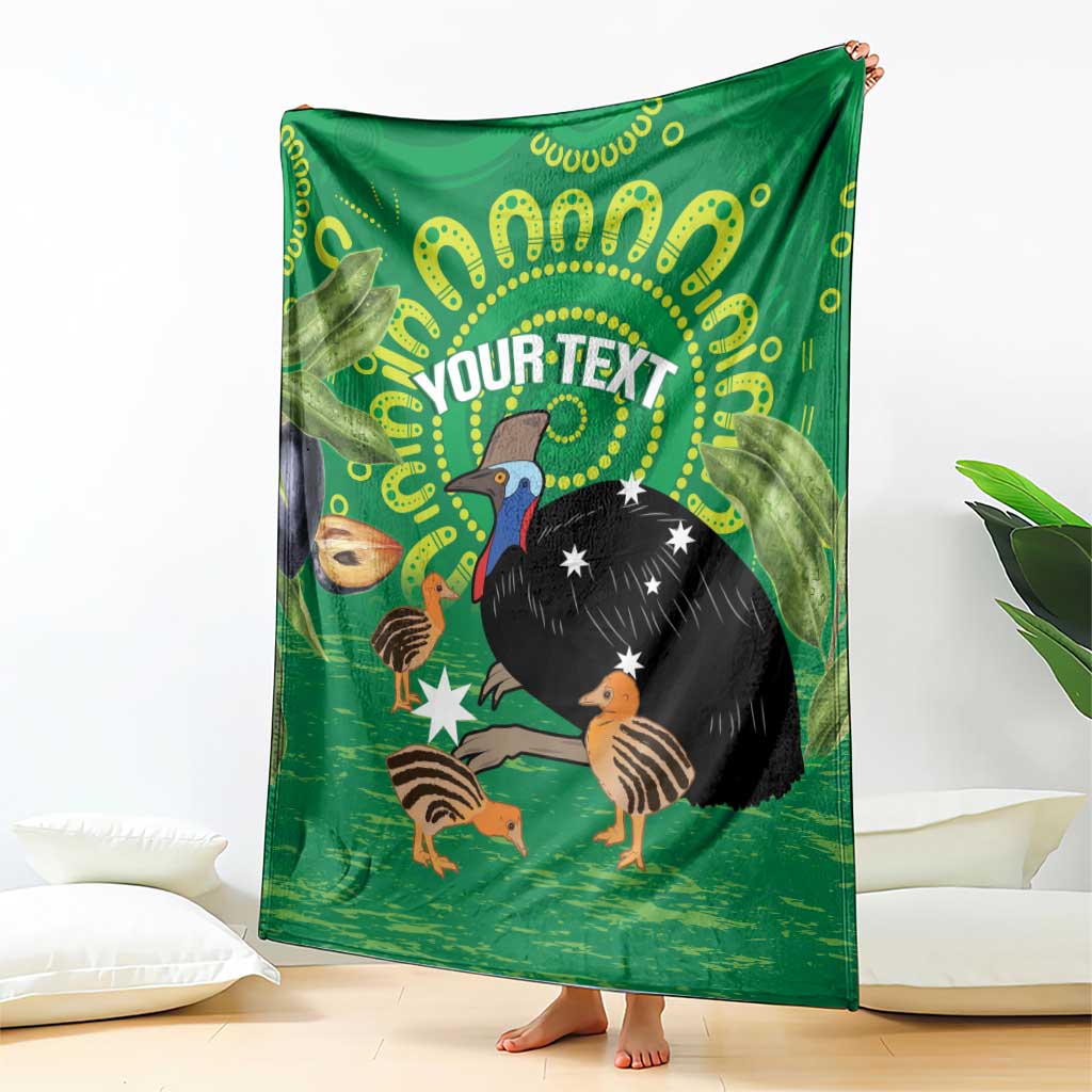 Personalised Australia Father's Day Blanket Cassowary Dad Cerbera Floribunda Aboriginal Art