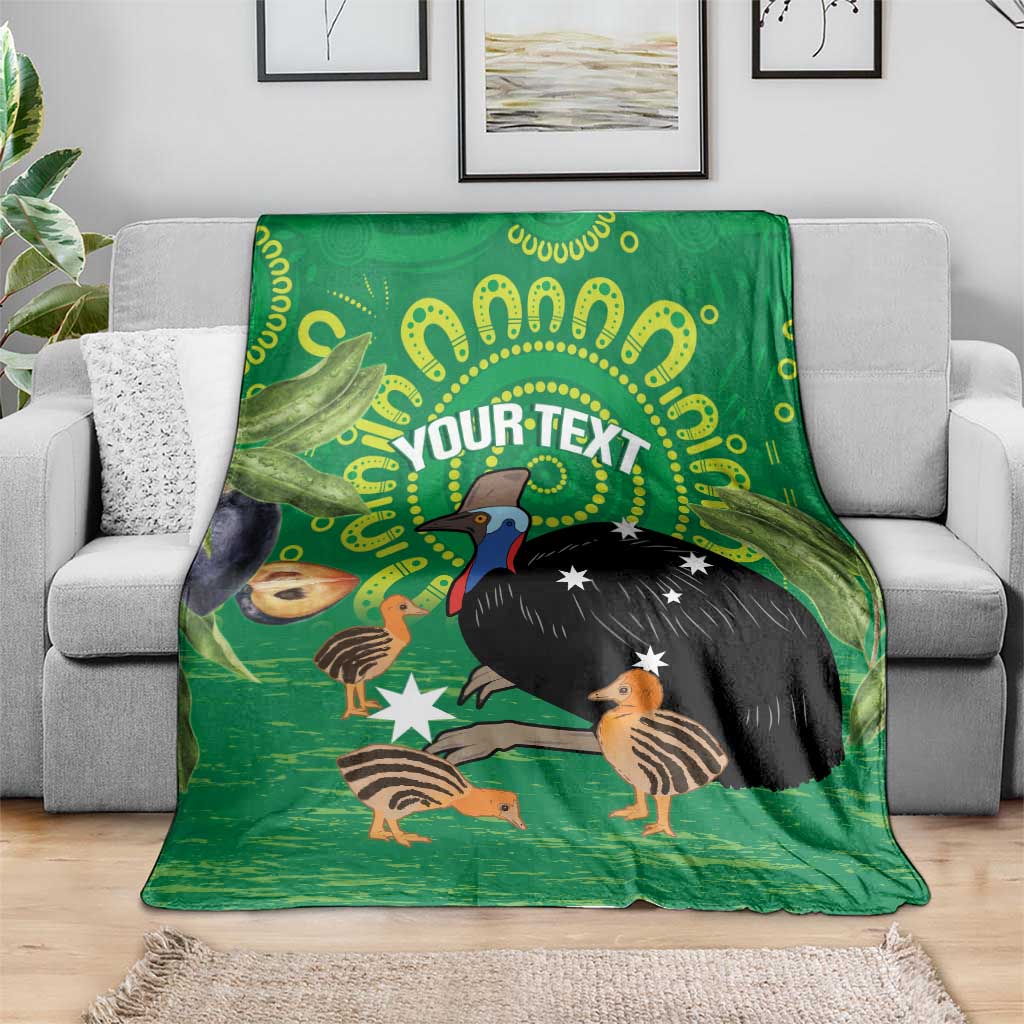 Personalised Australia Father's Day Blanket Cassowary Dad Cerbera Floribunda Aboriginal Art