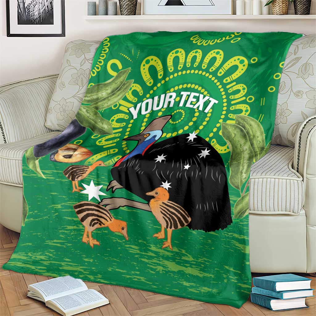 Personalised Australia Father's Day Blanket Cassowary Dad Cerbera Floribunda Aboriginal Art