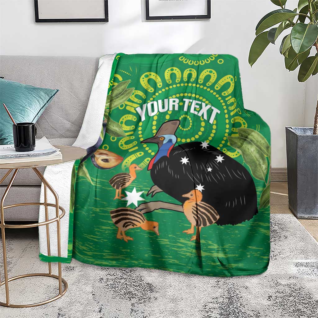 Personalised Australia Father's Day Blanket Cassowary Dad Cerbera Floribunda Aboriginal Art