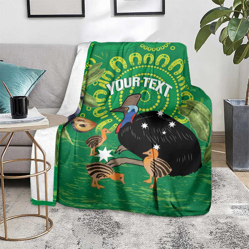 Personalised Australia Father's Day Blanket Cassowary Dad Cerbera Floribunda Aboriginal Art