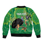 Personalised Australia Father's Day Bomber Jacket Cassowary Dad Cerbera Floribunda Aboriginal Art