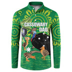 Personalised Australia Father's Day Button Sweatshirt Cassowary Dad Cerbera Floribunda Aboriginal Art