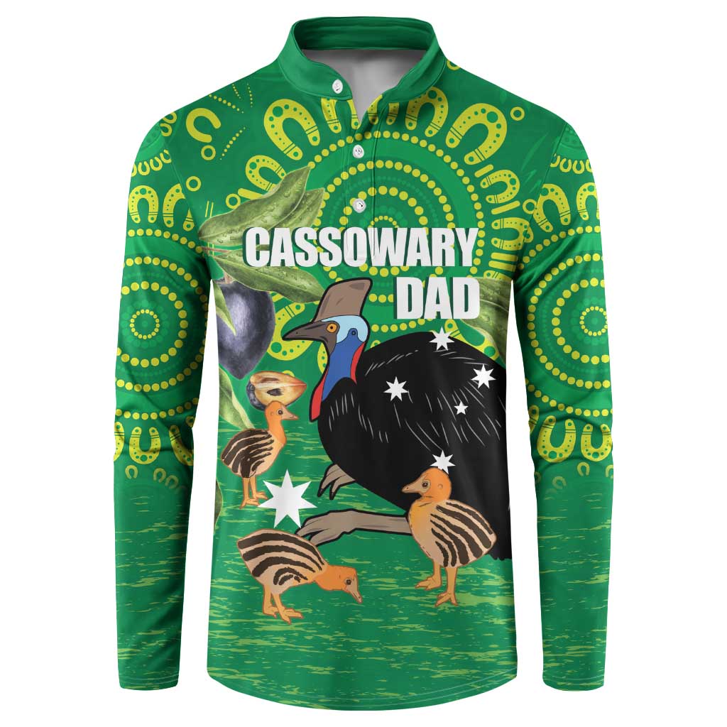 Personalised Australia Father's Day Button Sweatshirt Cassowary Dad Cerbera Floribunda Aboriginal Art