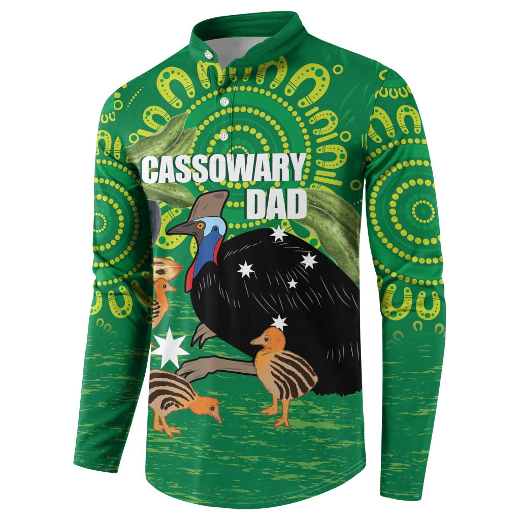 Personalised Australia Father's Day Button Sweatshirt Cassowary Dad Cerbera Floribunda Aboriginal Art