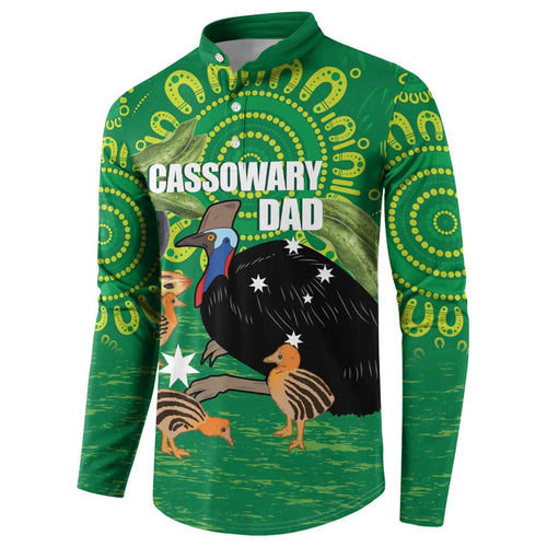 Personalised Australia Father's Day Button Sweatshirt Cassowary Dad Cerbera Floribunda Aboriginal Art