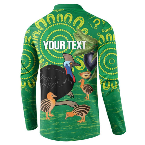 Personalised Australia Father's Day Button Sweatshirt Cassowary Dad Cerbera Floribunda Aboriginal Art