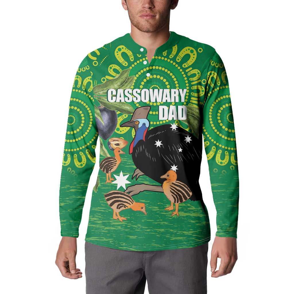 Personalised Australia Father's Day Button Sweatshirt Cassowary Dad Cerbera Floribunda Aboriginal Art