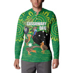 Personalised Australia Father's Day Button Sweatshirt Cassowary Dad Cerbera Floribunda Aboriginal Art