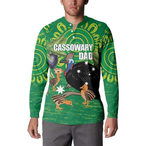 Personalised Australia Father's Day Button Sweatshirt Cassowary Dad Cerbera Floribunda Aboriginal Art