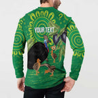 Personalised Australia Father's Day Button Sweatshirt Cassowary Dad Cerbera Floribunda Aboriginal Art