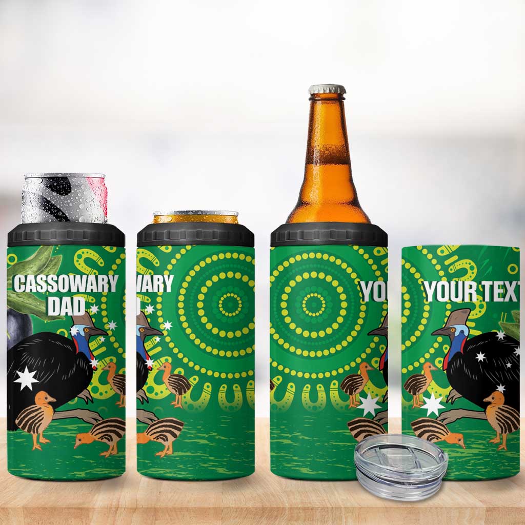 Personalised Australia Father's Day 4 in 1 Can Cooler Tumbler Cassowary Dad Cerbera Floribunda Aboriginal Art