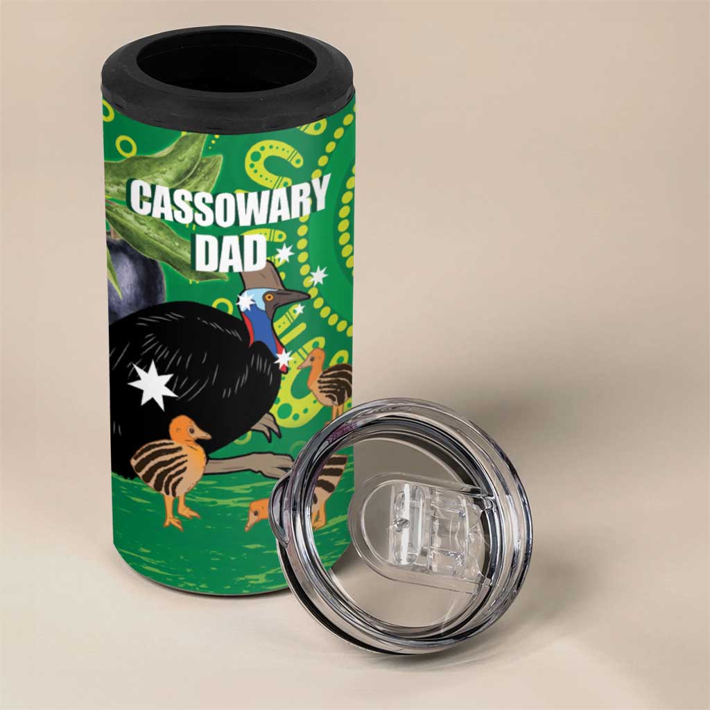 Personalised Australia Father's Day 4 in 1 Can Cooler Tumbler Cassowary Dad Cerbera Floribunda Aboriginal Art