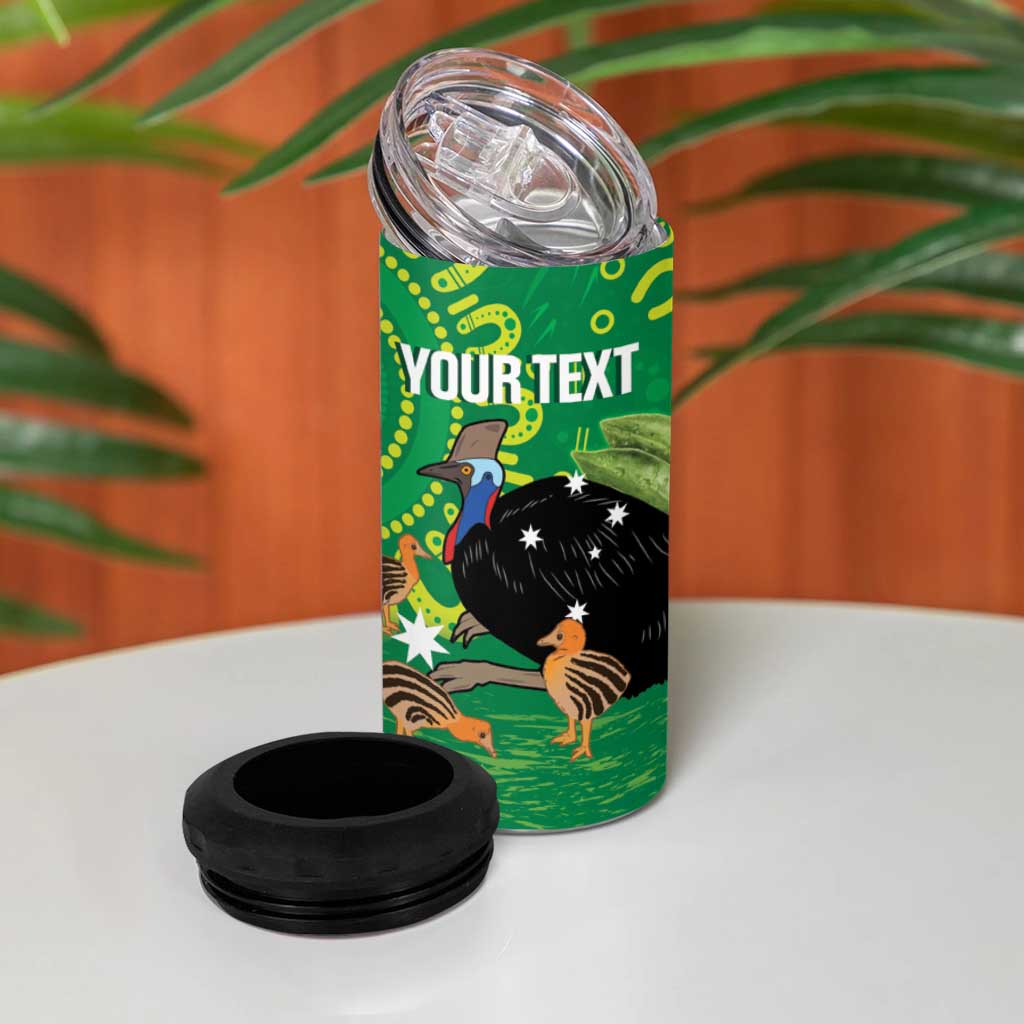 Personalised Australia Father's Day 4 in 1 Can Cooler Tumbler Cassowary Dad Cerbera Floribunda Aboriginal Art