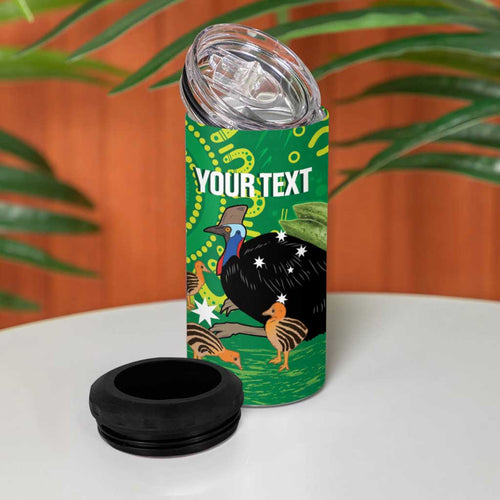 Personalised Australia Father's Day 4 in 1 Can Cooler Tumbler Cassowary Dad Cerbera Floribunda Aboriginal Art
