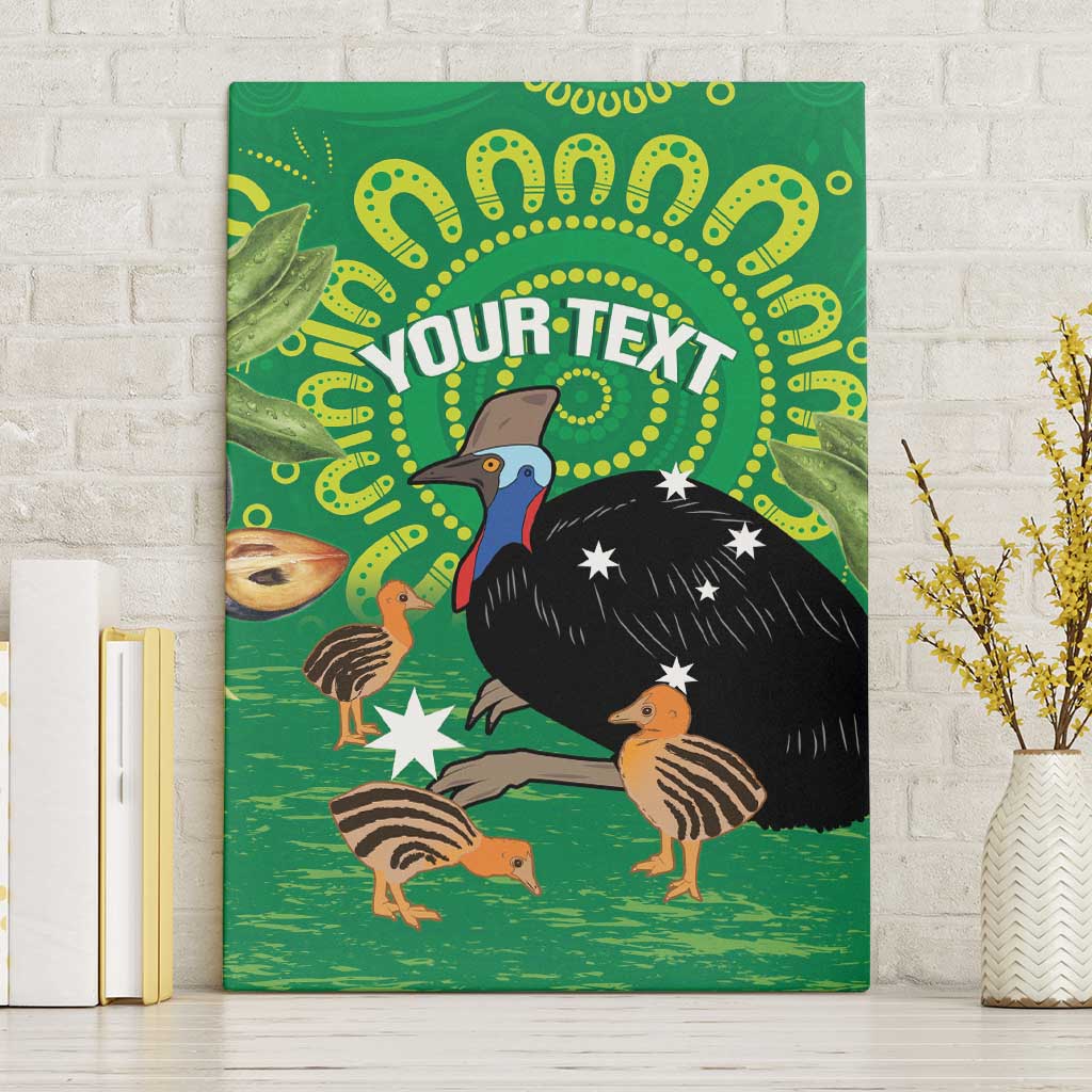 Personalised Australia Father's Day Canvas Wall Art Cassowary Dad Cerbera Floribunda Aboriginal Art