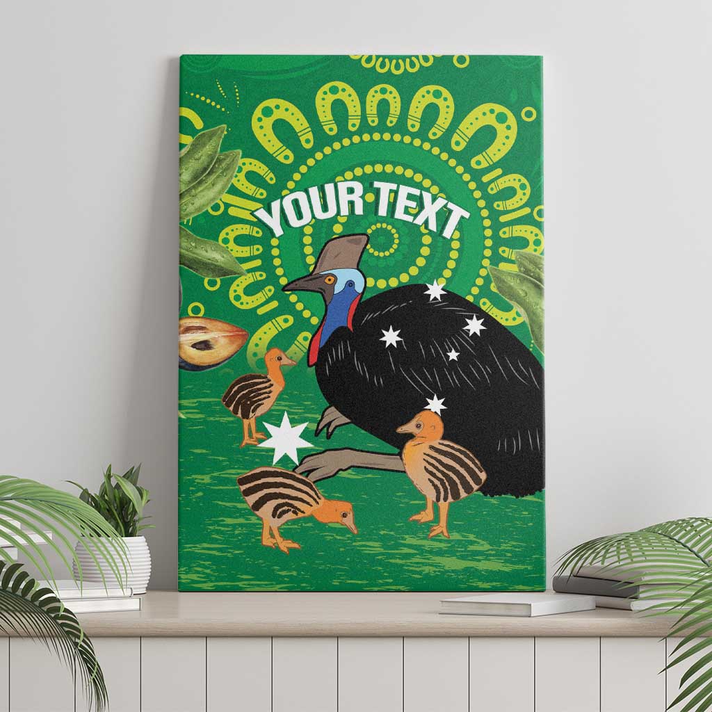 Personalised Australia Father's Day Canvas Wall Art Cassowary Dad Cerbera Floribunda Aboriginal Art