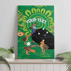 Personalised Australia Father's Day Canvas Wall Art Cassowary Dad Cerbera Floribunda Aboriginal Art