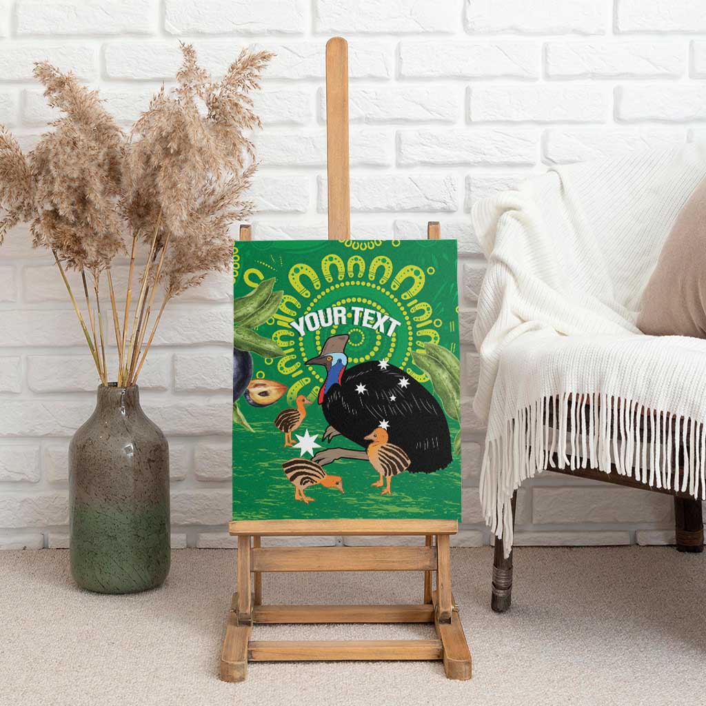 Personalised Australia Father's Day Canvas Wall Art Cassowary Dad Cerbera Floribunda Aboriginal Art