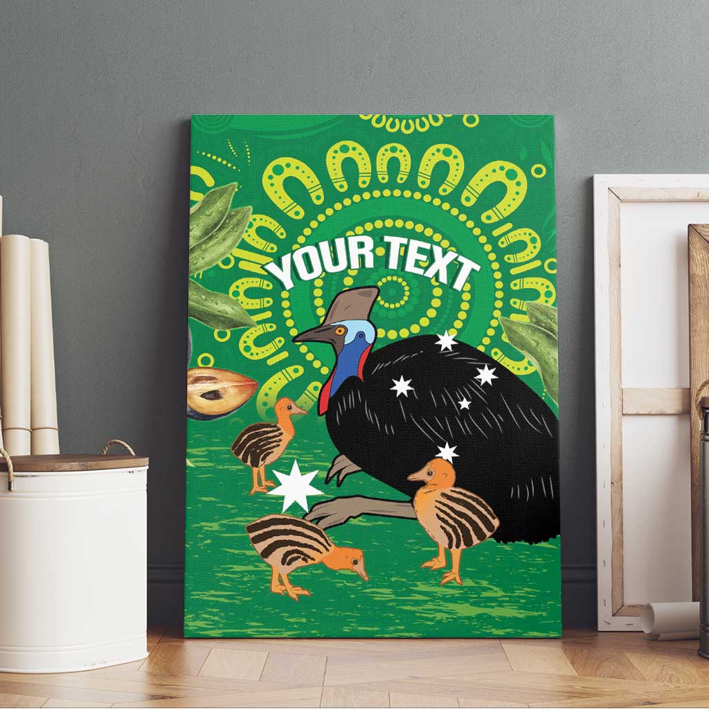 Personalised Australia Father's Day Canvas Wall Art Cassowary Dad Cerbera Floribunda Aboriginal Art