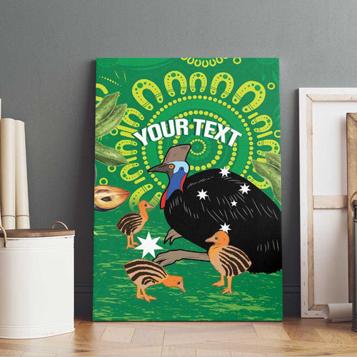 Personalised Australia Father's Day Canvas Wall Art Cassowary Dad Cerbera Floribunda Aboriginal Art