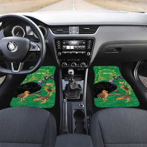 Personalised Australia Father's Day Car Mats Cassowary Dad Cerbera Floribunda Aboriginal Art